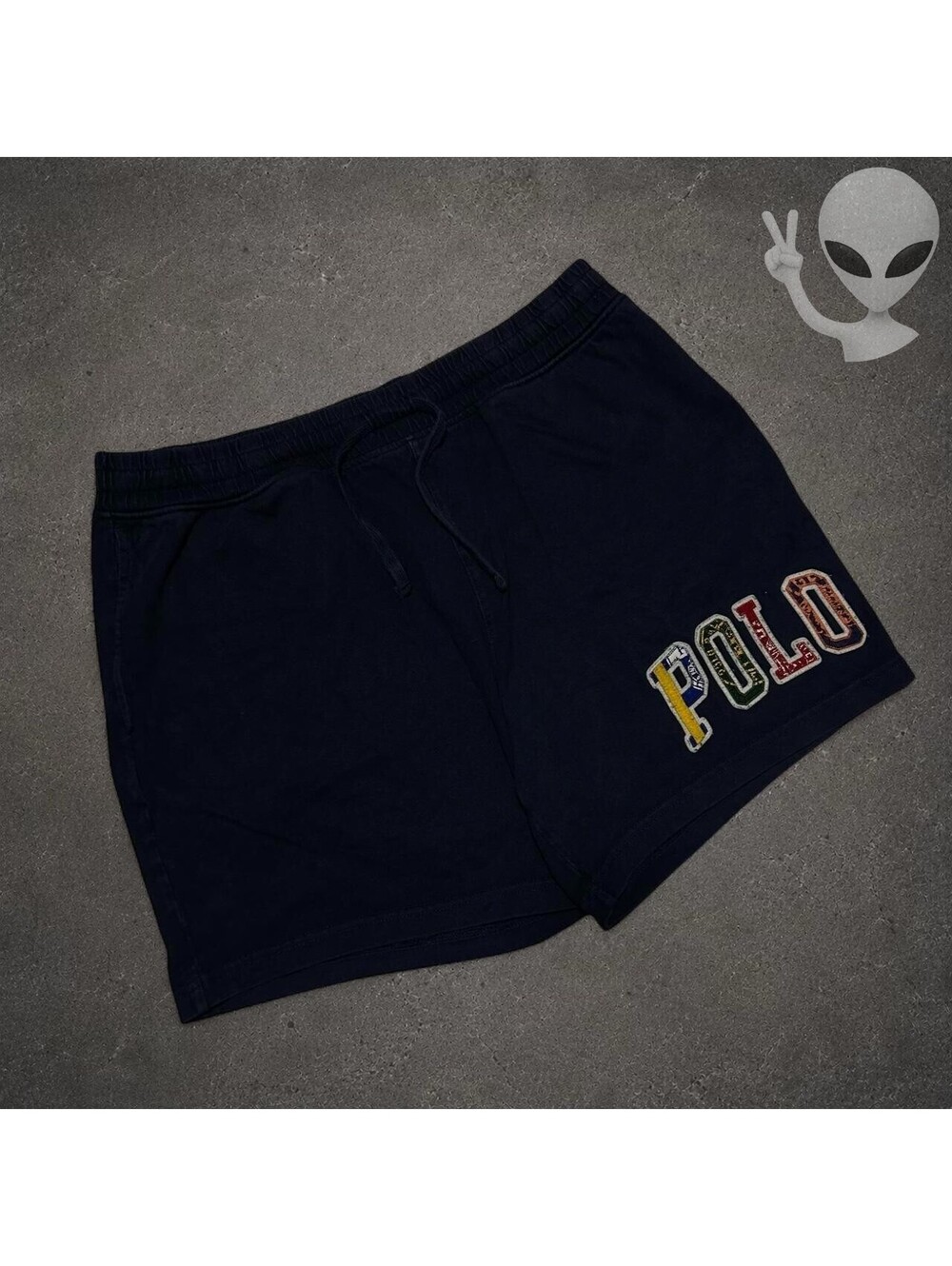 Polo Ralph Lauren Spell Out Embroidered Sweat Shorts Men's M Navy Fleece